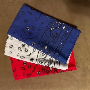 3 cotton handkerchiefs 22” x 22”